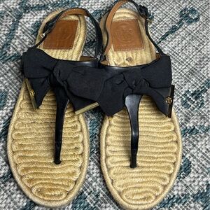 Tory Burch Women's Black Bow Sandals size 8m